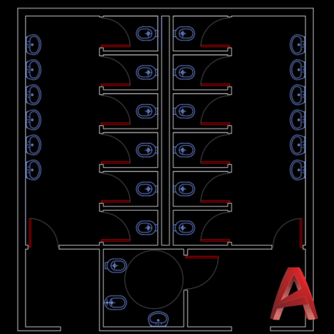 CAD Layout Toilet umum 2D - INPETRA ID