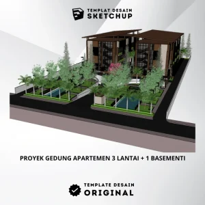 [Desain Sketchup] Gedung Apartemen Tiga Lantai Satu Basemen